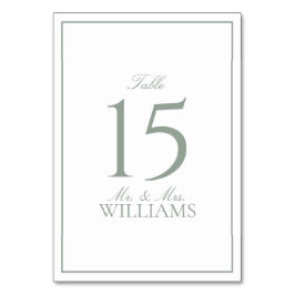 Simple Sage Green Elegant Calligraphy Wedding Tischnummer