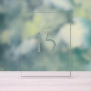 Simple Sage Green Elegante Hochzeit Tischnummer Acrylschild