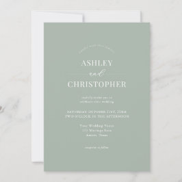 Simple Sage Green Modern Elegant Wedding Einladung