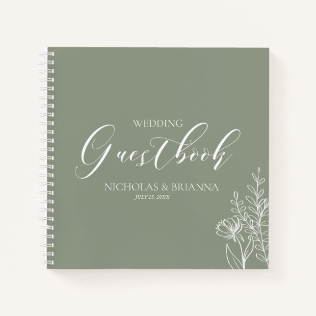 Simple Sage Green Modern Wedbook Notizbuch (Vorderseite)