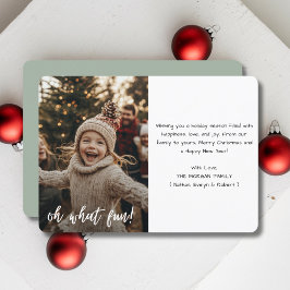 Simple Sage Green Oh What FuChristmas Baby Foto Feiertagskarte