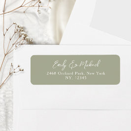 Simple Sage Green Script Wedding Return Address