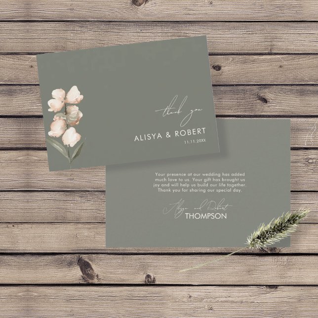 Simple Sage Green Simple Mariage Carte de remercie (Créateur téléchargé)