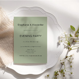 Simple Sage Green Wedding Abend Party laden Einladung