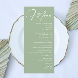 Simple Sage Green Wedding Menükarte