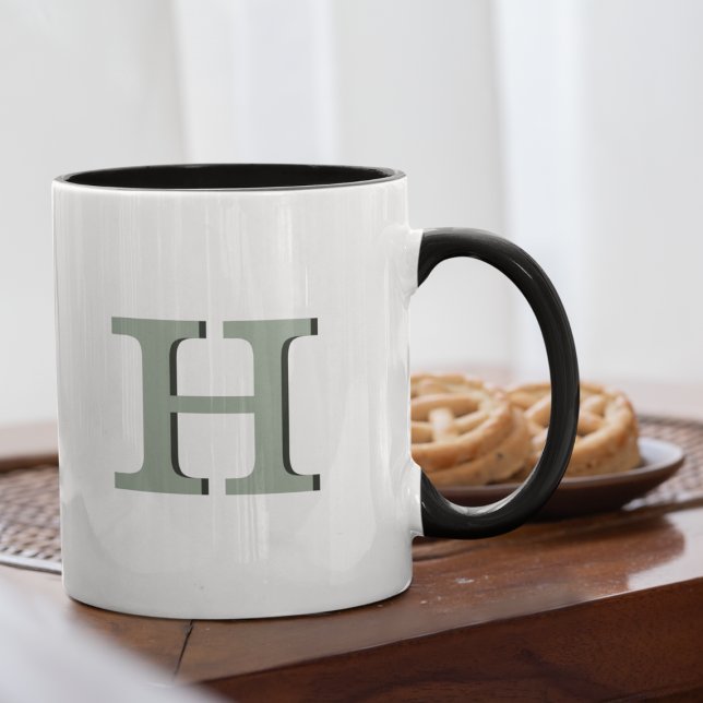Simple Sage Monogram Initial Neutral Rustic Modern Tasse (Von Creator hochgeladen)