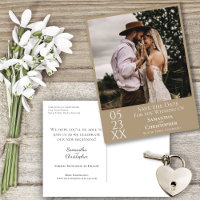 Simple Sandy Tan Wedding Save the Date Foto