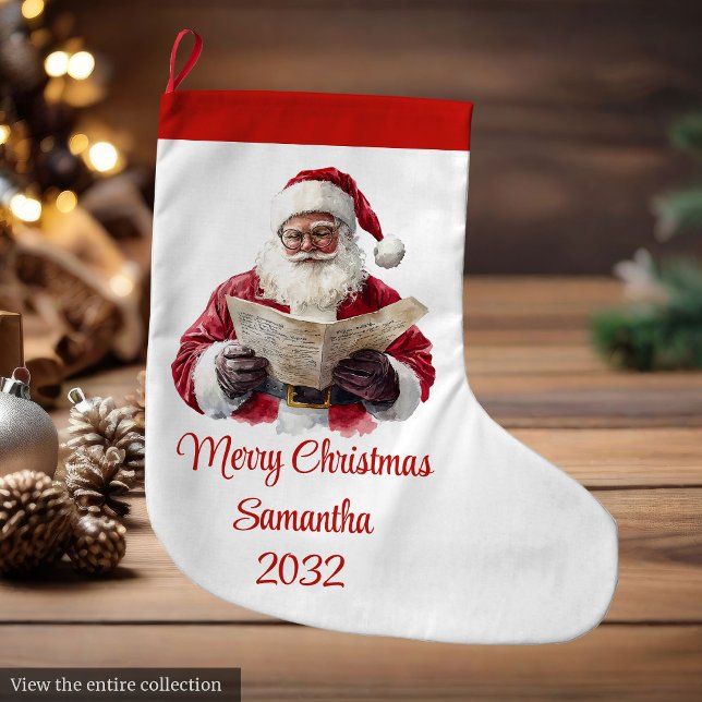 Simple Santa Claus Stylish Modern Holiday Stocking Großer Weihnachtsstrumpf (Simple Santa Claus Stylish Modern Holiday Stocking)