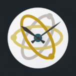 Simple Science Atom Chemie Nerd Runde Wanduhr<br><div class="desc">Einfache Uhr mit Atom-Abbildung. Farben sind anpassbar.</div>