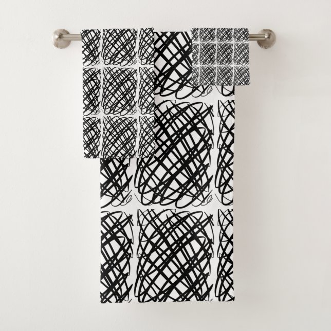 Simple Scribble | Black| Center Tile | Badhandtuch Set (Insitu)