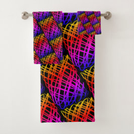 Simple Scribble | halber Rückgang | Schwarzer Hint Badhandtuch Set