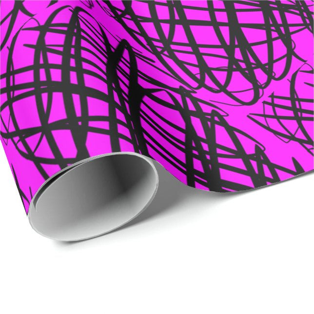 Simple Scribble | Schwarz | angeekelt | Magenta | Geschenkpapier (Rolleneckpunkt)