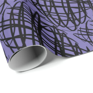 Simple Scribble Schwarz angeekelt Periwinkle Geschenkpapier