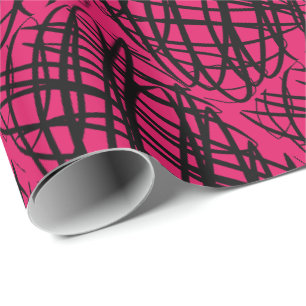 Simple Scribble Schwarz angeekelt Ruby Geschenkpapier
