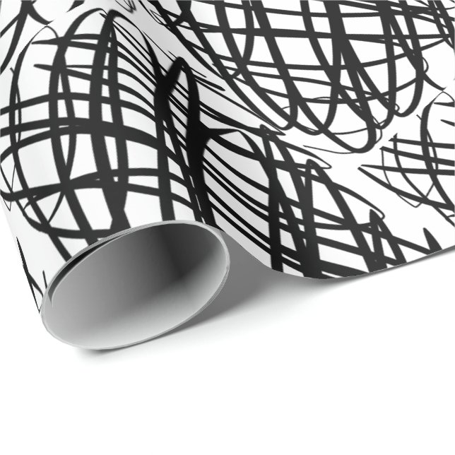 Simple Scribble | Schwarz | halber Rückgang | Geschenkpapier (Rolleneckpunkt)