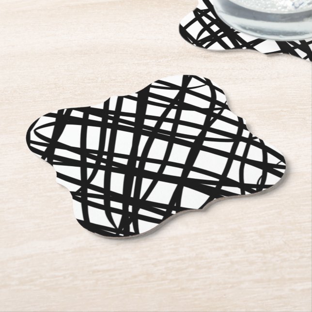 Simple Scribble | Schwarz | Untersetzer Papier (angewinkelt)