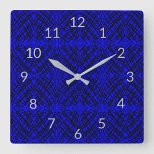 Simple Scribble Spiegelung Blau Quadratische Wanduhr