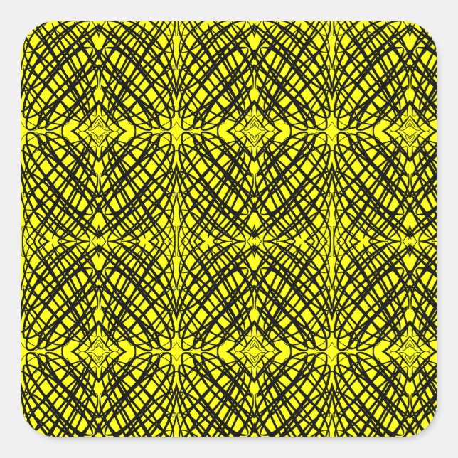 Simple Scribble | Spiegelung | Gelb | Quadratischer Aufkleber (Vorderseite)