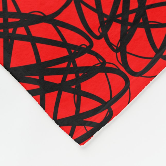 Simple Scribble | Spiegelung | Rot | Fleecedecke (Ecke)