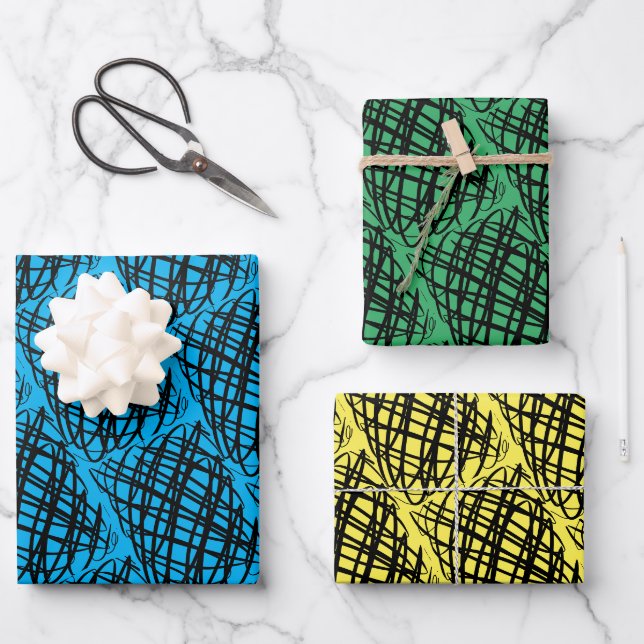 Simple Scribble | Winkel | Mehrfarbiger Hintergrun Geschenkpapier Set (Vorderseite)
