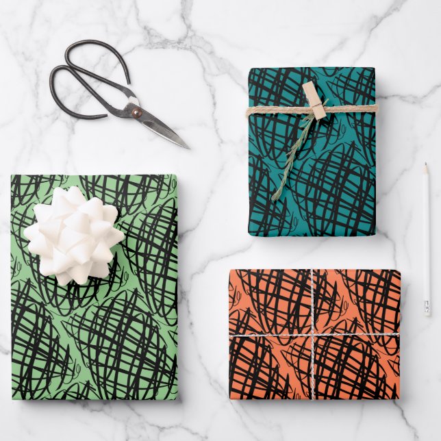 Simple Scribble | Winkel | Mehrfarbiger Hintergrun Geschenkpapier Set (Vorderseite)