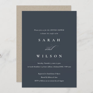 Simple Script Black Navy Couples Invitation de dou