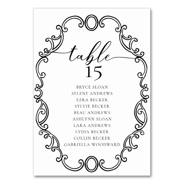 Simple Script Classic Wedding Tischnummer (Rückseite)