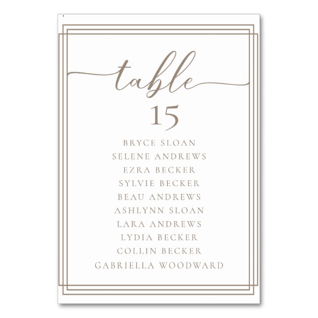 Simple Script Classic Wedding Tischnummer (Rückseite)