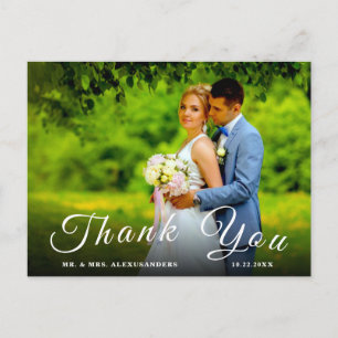 Simple Script Custom Foto H White Wedding Danke U Postkarte