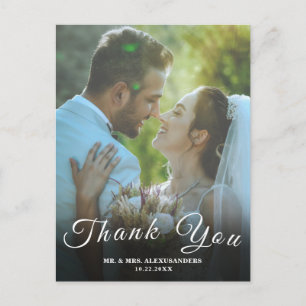 Simple Script Custom Foto White Wedding Danke U Postkarte