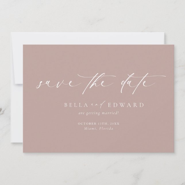 Simple Script Dusty Rose Enregistrer La Carte Post (Devant)