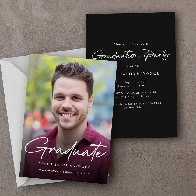 Simple Script Foto Graduation Party Einladung (Von Creator hochgeladen)