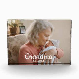 Simple Script Grandma Est.Photo Year Black Fotoblock