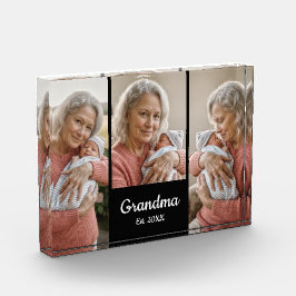  Simple Script Grandma Year Est. 3 Photo Acrylic Fotoblock