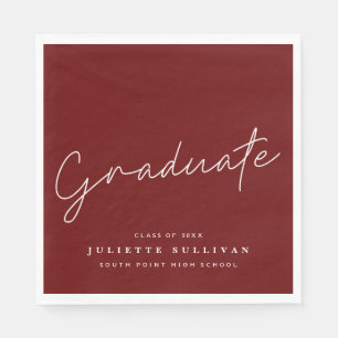 Simple Script Maroon Graduation Party Serviette
