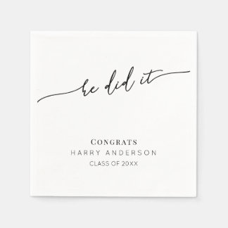 Simple Script Minimalist Graduation Party Serviette