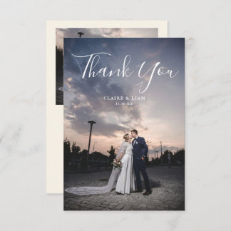 Simple Script Modern Wedding Photo Dankeskarte
