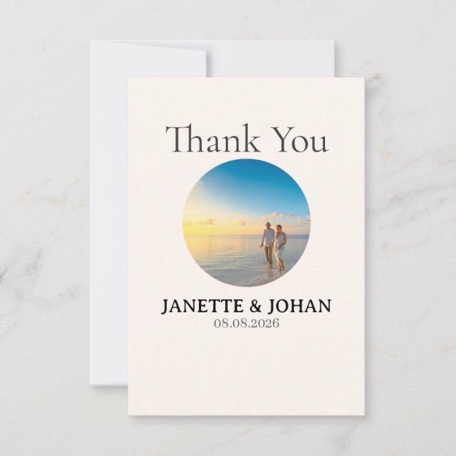 Simple Script Modern Wedding Photo Thank You Card Dankeskarte (Vorderseite)