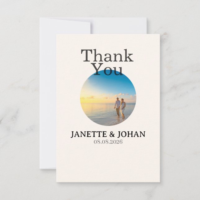 Simple Script Modern Wedding Photo Thank You Card Dankeskarte (Vorderseite)