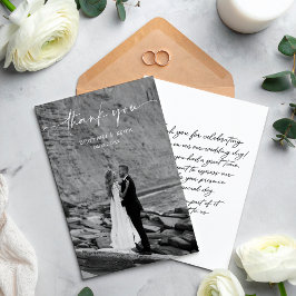 Simple Script Modern Wedding Photo Thank You Card Dankeskarte