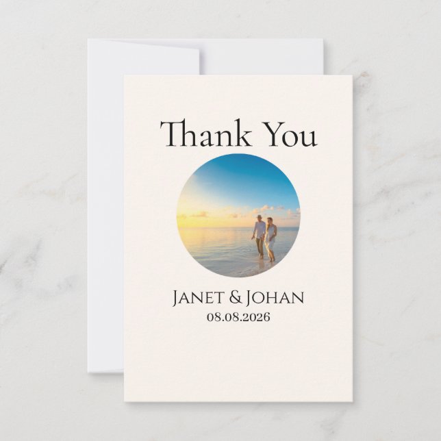 Simple Script Modern Wedding Photo Thank You Card Dankeskarte (Vorderseite)