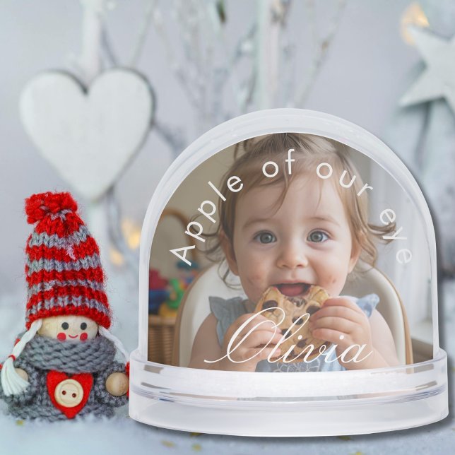 Simple Script Name 2 Photos Cute Personalized Schneekugeln (Von Creator hochgeladen)