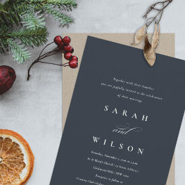 Simple Script Navy Black Kraft Wedding Invite Dankeskarte