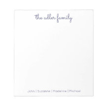 Simple Script Navy Blue Family Notepad
