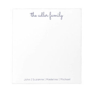 Simple Script Navy Blue Family Notepad Notizblock