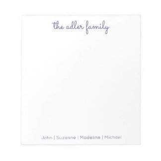 Simple Script Navy Blue Family Notepad Notizblock