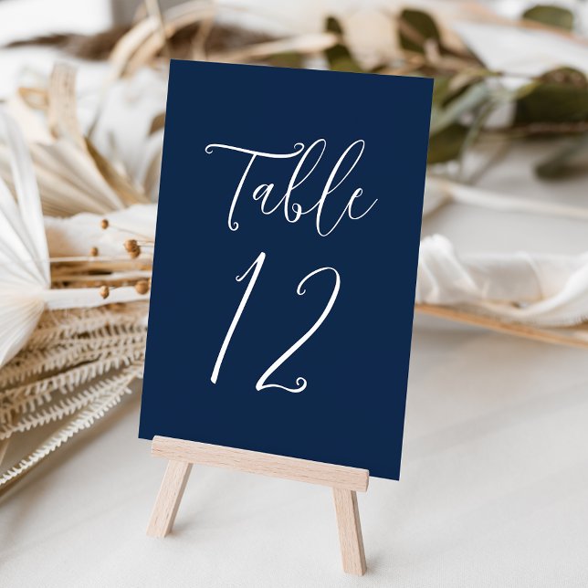 Simple Script Navy Wedding Tischnummer (Von Creator hochgeladen)