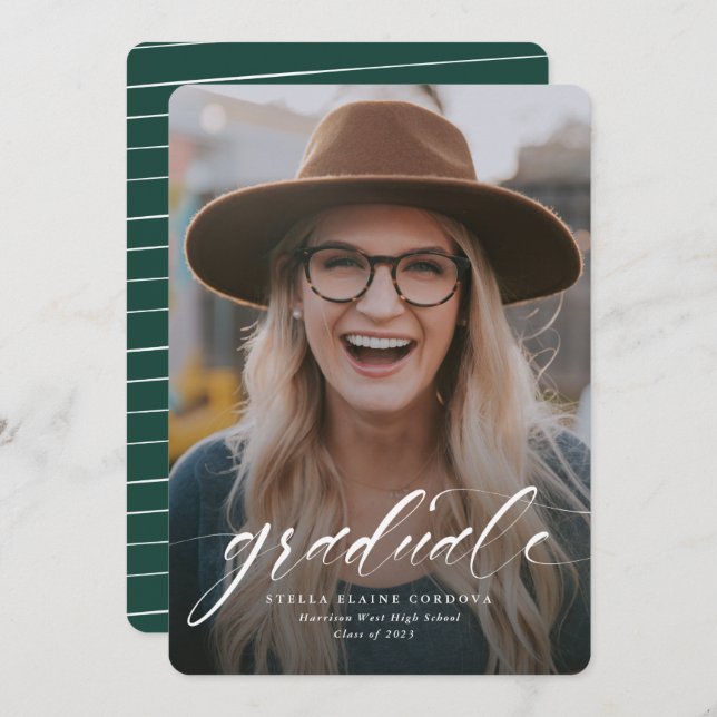 Simple script one photo graduation announcement (Vorne/Hinten)