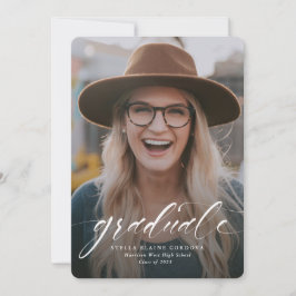 Simple script one photo graduation announcement