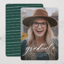 Simple script one photo graduation announcement